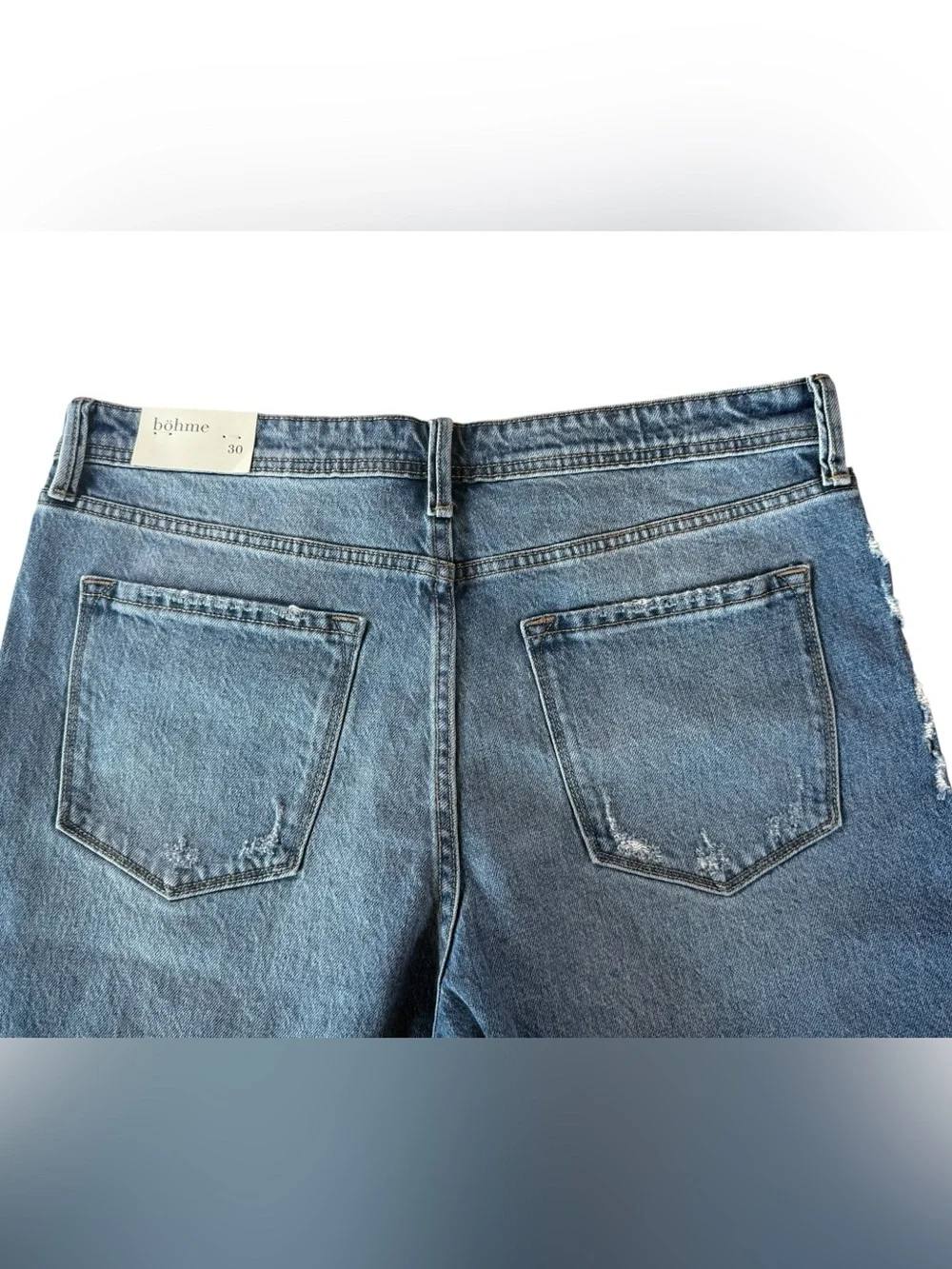 Böhme Denim Bermuda Shorts Women’s Size 30 Light Wash Distressed Baggy NWT